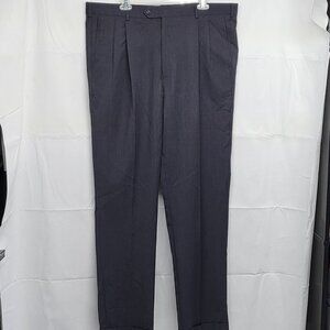 Roundtree & Yorke Dress Pants Wool 40 X 34 Straight Leg Lined Pleated Cuffed